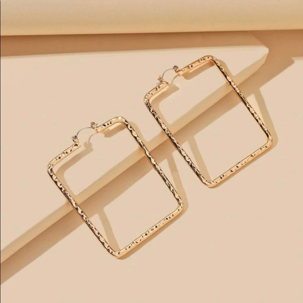 Rectangular Hoop Earrings (2.8 inch x 2.2 inch)